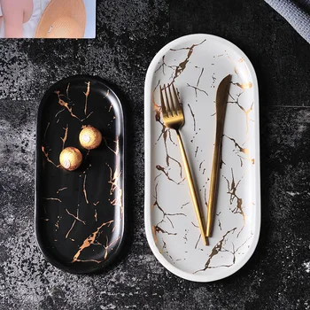 Estilo nórdico de mármore retangular de chapa de cerâmica irregular comida Ocidental prato de sushi placa do agregado familiar Tabuleiro de Jóias placa