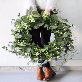 Eucalipto Coroa de Flores Presentes DIY de Natal Criativo Artificial Guirlanda Pendurada Pingentes de Casamento, Decoração de Festa de Casa, Decoração
