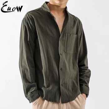 EUOW 2022 Moda Primavera Homens de Roupa Casual Camisa Solta Camisas Longas da Luva Homens Roupas Respirável de Alta Qualidade Tops Streetwear
