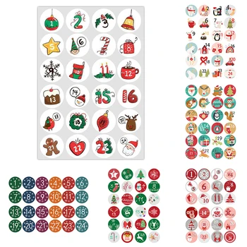 Feliz Natal Adesivos Calendário do Advento Número de Etiquetas de Papel Presente DIY Rótulos de Embalagem Decoração de Doces Cookie de Vedação Adesivo 2