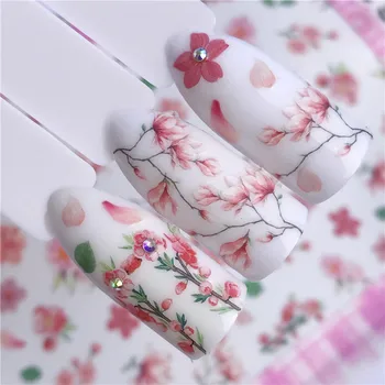 Flower Design de Água Adesivos de Unhas Borboleta Rosa de Girassol controles Deslizantes para Manicure de Unhas Decorações de Inverno 2