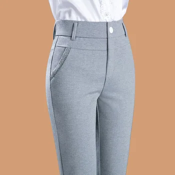 Formal Mulheres de Cintura Alta Casual Calças Elegantes Plus Tamanho 4XL o Desgaste do Trabalho coreano OL Lápis Calças Chiques Slim Trecho do Office calças 1