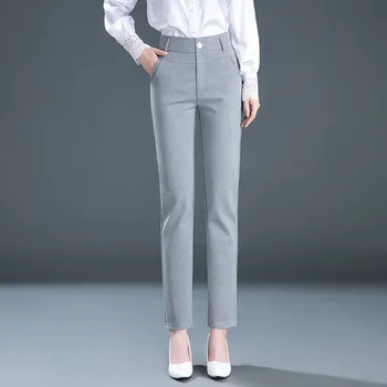 Formal Mulheres de Cintura Alta Casual Calças Elegantes Plus Tamanho 4XL o Desgaste do Trabalho coreano OL Lápis Calças Chiques Slim Trecho do Office calças 2
