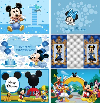 Foto Pano De Fundo Recém-Nascido Fotografia Do Mickey Mouse Da Orelha Fotografia Fundos Fotográficos De Bebê, Festa De Aniversário, Banner