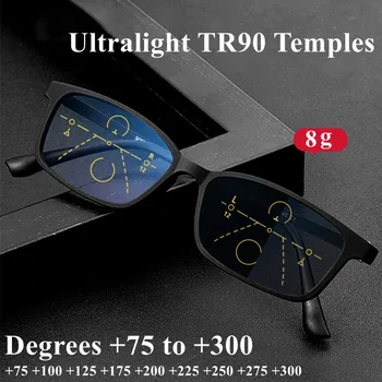 Fotossensíveis Multifocal Progressiva Óculos de Leitura Completa do Quadro de Titânio Presbiopia Óculos Ultraleve TR90 Templos Óculos +175