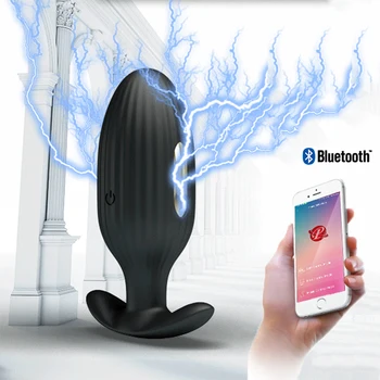 G Spot-Vibrador Estimulador Vibradores Bluetooth APP Choque Elétrico Macho Massageador de Próstata Anal Butt Plugs de Brinquedos Sexuais Para Homens Mulheres