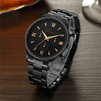Genebra Luxo de Quartzo Homens do Relógio Marca de Topo Impermeável relógio de Pulso de Moda Rose Black Relógio Pulseira de montre homme masculino relógio
