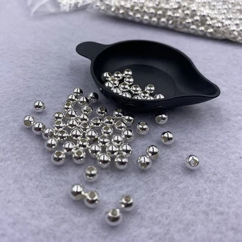 Genunie prata 925 Esferas de DIY acessórios para colar pulseira tornozeleira brincos fina jóia de Alto brilho cordão de prata 1