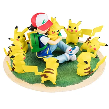 Genuíno Pokemon Pikachu Monstro De Bolso Pokémon Periféricos Satoshi Pikachu Sentado Cena A Figura Do Modelo De Cartas De Pokemon Brinquedos