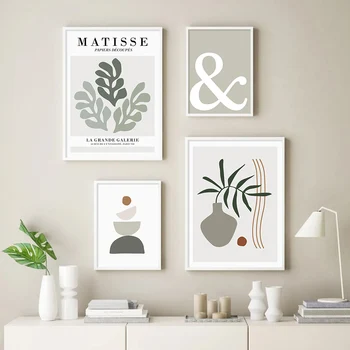 Geometria abstracta de Matisse, Exposição de Folha de Planta de Cartazes Tela de Pintura de Parede de Arte de Imprimir Fotos de Sala de estar Decoração Home