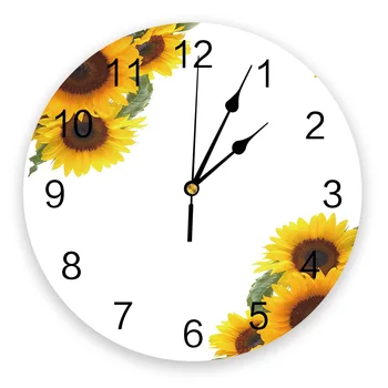 Girassol Flor Branca Novo Relógio De Parede Moda Sala Do Relógio De Quartzo Da Casa Moderna Decoração Rodada Relógios 1