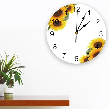 Girassol Flor Branca Novo Relógio De Parede Moda Sala Do Relógio De Quartzo Da Casa Moderna Decoração Rodada Relógios 2