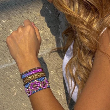 Go2Boho Artesanais de Tecido pulseras Mujer Miyuki Pulseira Conjunto Ins Moda Praia Férias Jóias Mexicano de Borla Pulseiras para Mulheres