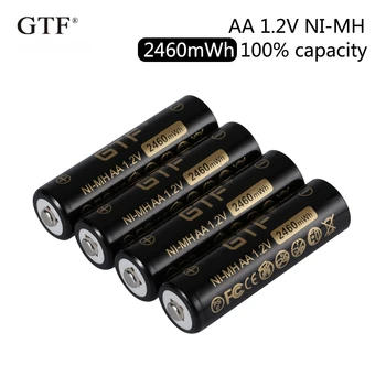 GTF 1,2 V NI-MH AA 2050mAh bateria 2460mWh 100% da capacidade de baterias recarregáveis de NI-MH bateria para Câmera Lanterna Brinquedo drop shipping 1