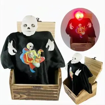 Halloween falsificar estranho salto caixa de Madeira Engraçado assustar espírito caixa Complicado brinquedo Surpresa criativo de brinquedo de presente Esqueleto monstro 2
