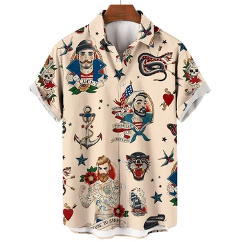 Havaianas Shirts Para Os Homens Sereia Impressão De Praia, Tops De Manga Curta Blusa 2022 Novo De Grandes Dimensões Camisa De Mens Roupas De Grife De Alta Qualidade 1
