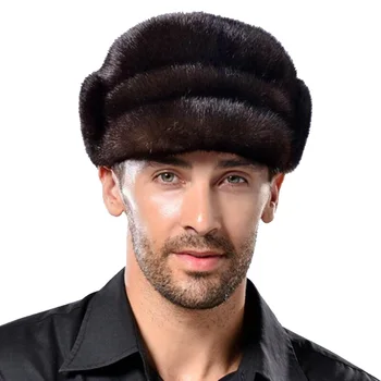 Homens de inverno de chapéus de pêlo, fahsion de peles de vison o inverno aquecido presente de Natal show de boné chapéu masculino frete grátis