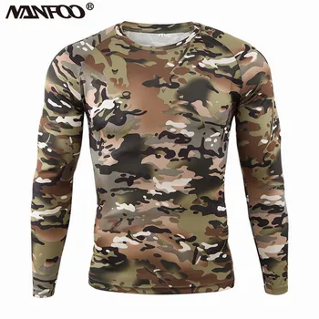 Homens de Longo-Luva de Ciclismo T-Shirt, de Secagem Rápida e Tático Militar Superior Respirável Árvore Biônico da Camuflagem da Caça Pesca T-Shirt 1