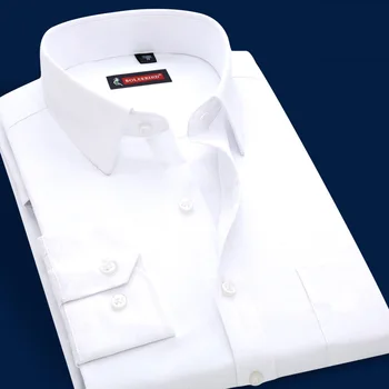 Homens de Manga Longa Camisa Branca Marca Negócios de Vestido casual Masculino Camisa clássica de Negócios Ocupação homens vestuário de Grande Tamanho Plus Azul