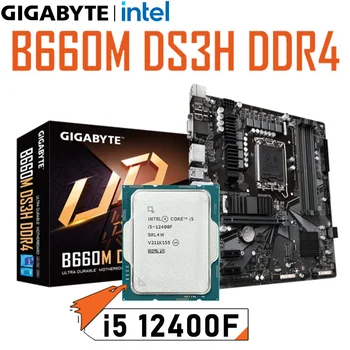 i5 12400F CPU Gigabyte B660M DS3H DDR4 placa-Mãe LGA 1700 + Intel Core i5 12400F CPU Desktop B660 placa-mãe LGA 1700 Combinação Nova