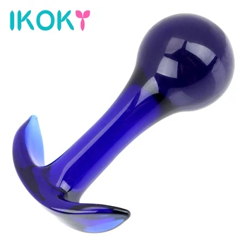 IKOKY Pyrex de Cristal de Vidro Azul Bunda Estimulação de Produtos do Sexo Massageador de Próstata Brinquedos Sexuais para Mulheres, Homens Plug Anal Plug anal 1