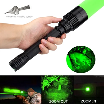 Impermeável Verde Caça Lanterna Zoomable Foco Ajustável Tocha +Remoto Interruptor de Pressão+ Montagem Âmbito +2 PCS Bateria+Carregador 2