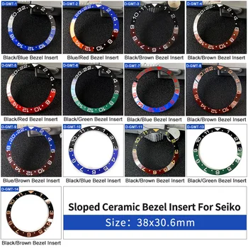 Inclinado bisel de cerâmica inserir GMT estilo Vermelho/Azul aro 38*a 30,6 mm Para Seiko SKX007 SKX175 GMT-Master MOD peças de relógio 2