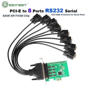 IOCREST 8 Porta DB9 Serial RS232 PCIe 2.0 x1 espaço Único, com Ventilador Cabo Serial EXAR 17V358 Chipset 8 Independentes de 9 pinos Portas