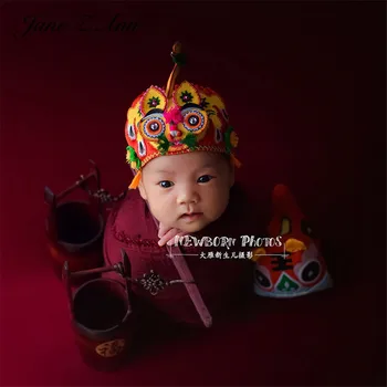 Jane Z Ann estilo Chinês Recém-nascido TigerHat Pano de Nova Primavera parelhas de versos envoltório Fotografia Prop Combinação studio atirar criativo item