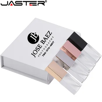 JASTER de Alta velocidade Pen drive 128GB de gravação a Laser 3D Cristal Preto movimentações do flash de USB Memory Stick com caixa de presente o disco de U