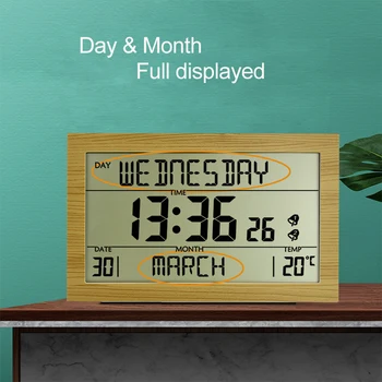 JIMEI H181F Grande exposição do LCD Relógio Digital Com Termômetro relógio de Parede dupla definição de alarme