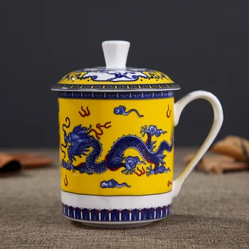 Jingdezhen porcelana cerâmica de grandes copos com tampa copos de Porcelana caneca reunião dom Office caneca de cerca de 500ml