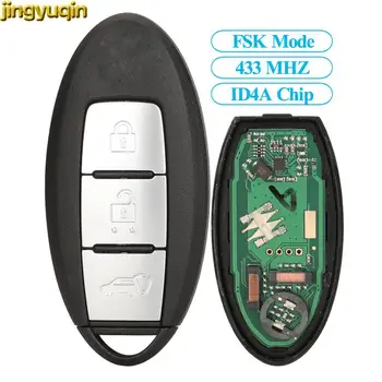 Jingyuqin 3pcs FSK 433MHZ ID4A PCF7938X Chip Para Nissan Murano 3 Botões Chave do Carro controle Remoto de Alarme de corrente de relógio 1