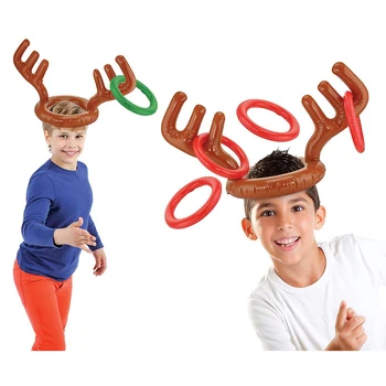Jogo de natal Inflável de Santa Engraçado Renas Antler Chapéu Ring Toss as crianças de Natal-Presente de Ano Novo de Natal ao ar livre Inflado brinquedos