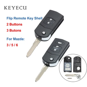 Keyecu 2 3 Botões Flip Remoto Chave do Carro Shell Case para Mazda 3 5 6 2003 2004 2005 2006 2007 2008 2009 2010 2011 2012 2013