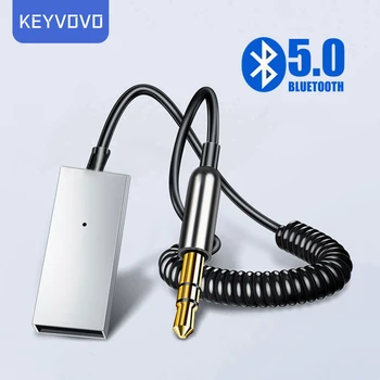 KEYVOVO Carro Aux Adaptador Bluetooth Cabo de Áudio Para Carros USB entradas de 3,5 mm Receptor Transmissor Música alto-Falantes Dongle Auto Handfree