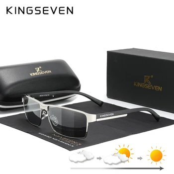 KINGSEVEN Moda Fotossensíveis Óculos de Homens, Mulheres Camaleão Polarizada Piloto de Óculos de Sol Anti-reflexo de Condução UV400 Óculos