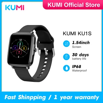 KUMI KU1S Homens Relógio Inteligente Mulheres Relógios, Esporte Fitness frequência Cardíaca Tracker Monitor de Pressão Arterial IP68 Impermeável Smartwatch