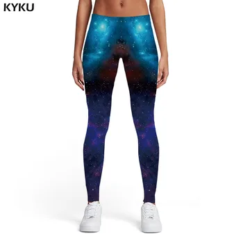 KYKU Marca Galaxy Leggings Mulheres Relâmpago Esporte Nebulosa Impresso calças de Harajuku Impressão 3d Gótico Spandex Womens Leggings, Calças de
