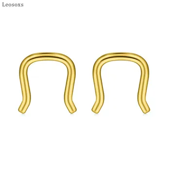 Leosoxs 10pcs Quente de Aço Inoxidável Populares Anel de Nariz em forma de U Anel de Nariz Piercing Jóias 2