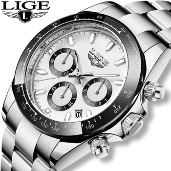 LIGE 2022 Novos Relógios de homens de melhor Marca de Luxo de Negócios, Relógio De Homens de Aço Inoxidável à prova d'água Quartzo relógio de Pulso Masculino Relógio+Caixa
