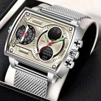 LIGE Relógio Masculino Homens Relógios de Luxo de marcas Famosas Impermeável de Moda masculina de Duplo Visor do Relógio Militar de Quartzo de Pulso 1