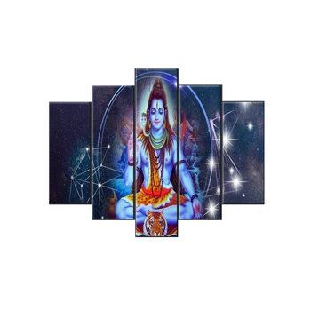 Lona Cartaz Modular HD Impressões de Arte de Parede 5 Pcs Religioso da índia de Buda Retrato de Shiva, Senhor Pintura de Decoração de Casa de Retratos Sem Moldura 2