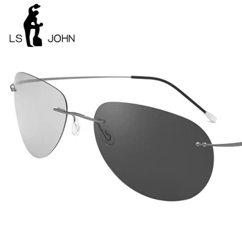 LS JOÃO Fotossensíveis Óculos de sol Polarizados Homens de Alta Qualidade Anti-reflexo sem aro Piloto de óculos de Sol Para Mulheres Oculos Feminino