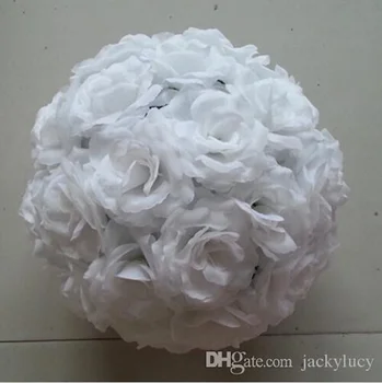 Luxo Artificial Branco Rosa de Seda Flor, Bola de Suspensão Beijando Bolas de 30cm de 12 Polegadas Diâmetro da Bola Para a Festa de Casamento Decoração de Suprimentos 2