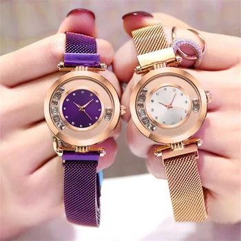 Luxo Céu Estrelado De Malha De Aço Inoxidável, Bracelete De Relógios Para Mulheres De Cristal De Quartzo Analógico Relógios De Desporto De Senhoras Vestido De Relógio