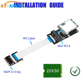 M. 2 NGFF A+E a Mini Adaptador PCI-E-Chave-E a Mini PCI Express wi-Fi M. 2 Adaptador para Metade do Tamanho Total de Tamanho de Cartão de Rede da FPC Cabo