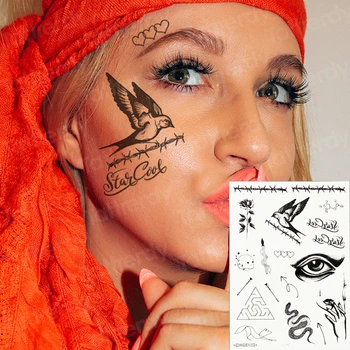 mandala adesivo pequeno temporária pássaro preto tatuagem de henna preta tribal temporária tatuagem facial pescoço dedo tatuagem folha de decalque