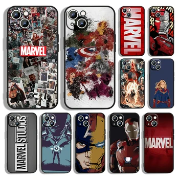 Marvel herói LOGOTIPO Vingadores Caso de Telefone Para o iPhone da Apple 14 13 12 11 Pro Max mini XR XS X 8 7 6 6 Plus Preto Macio Funda Tampa Traseira 1