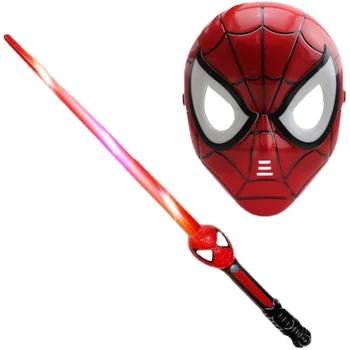 Marvel homem-Aranha Som Espada de Luz Homem de Ferro Capatain América Menino Indutivo Telescópica Sabre de luz de Brinquedo para Crianças, Presente de Halloween